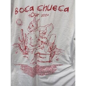 Carin Leon Mens White Boca Chueca Tour 2024 Short Sleeve Graphic T-Shirt XL